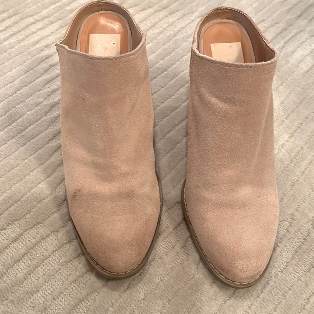Tan mules so you can walk all day in them